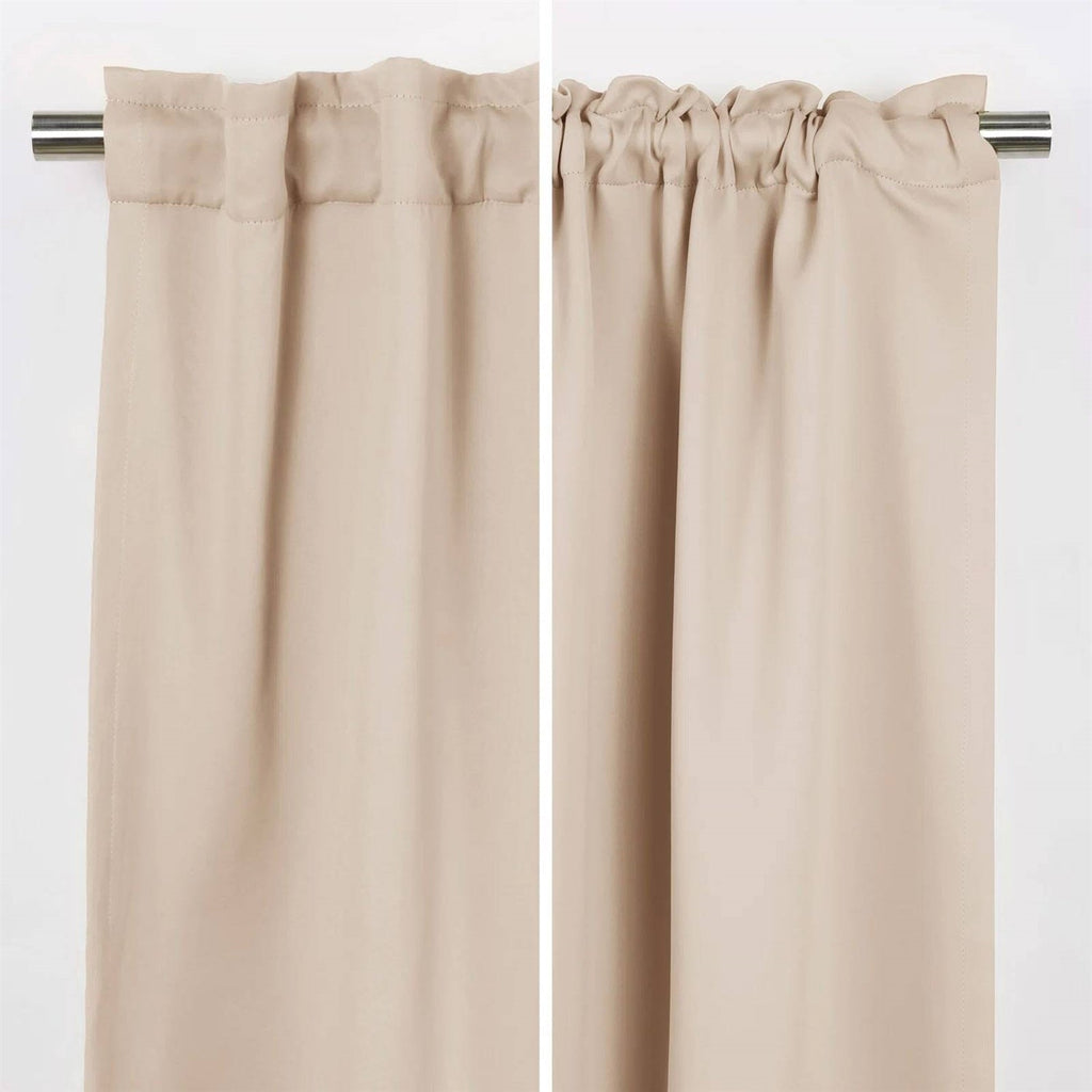 52 x 96 inch Solid Beige Cream Thermal Blackout Curtain Panels - Set of 2