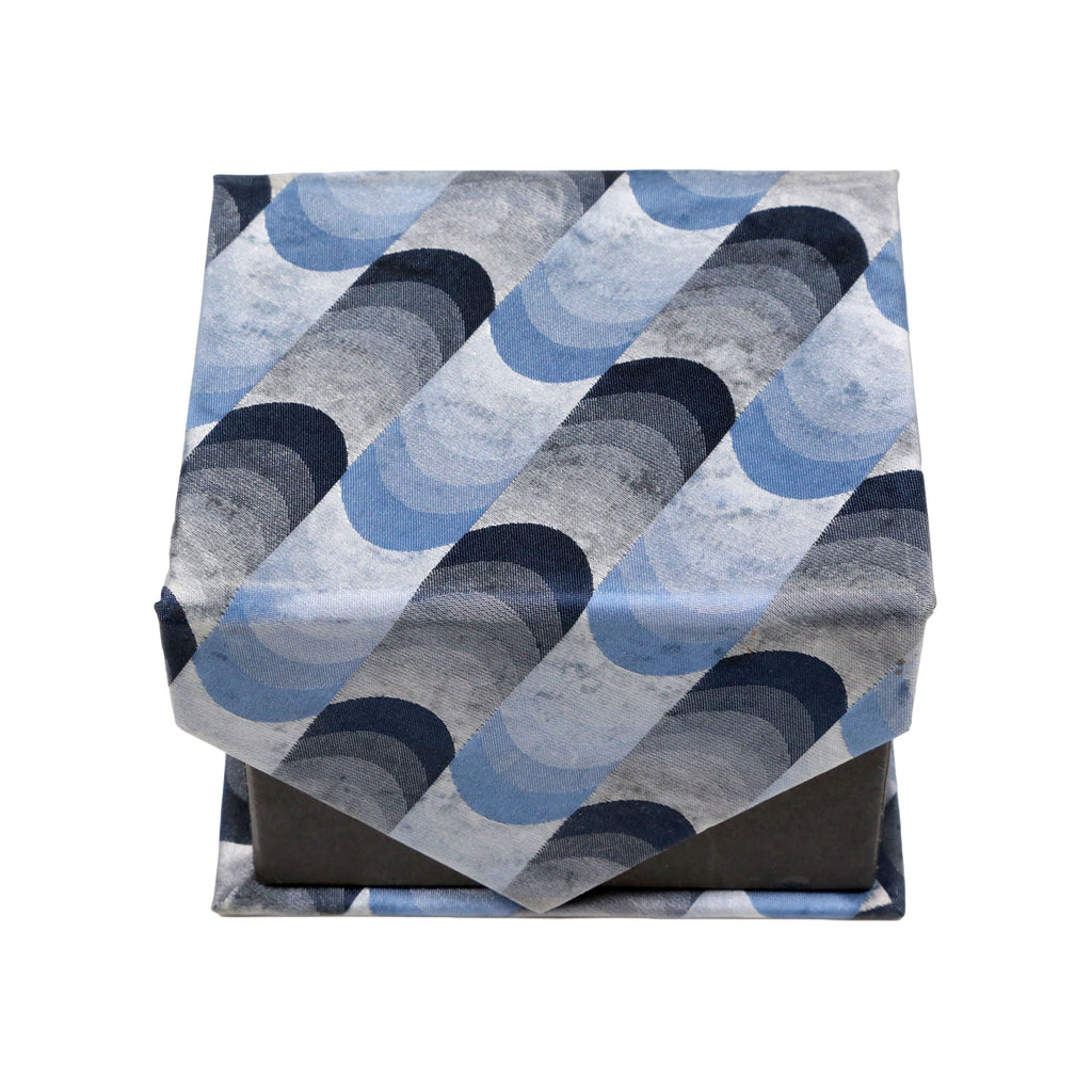 Men's Blue/Black Circle Geometric Pattern Design 4-pc Necktie Box Set