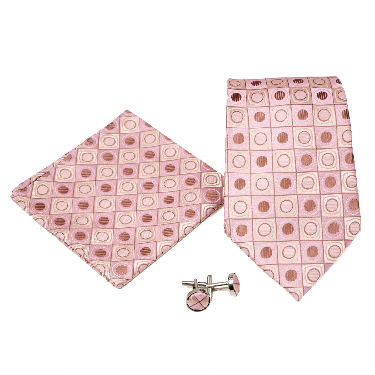 Men's Pink Geometric Pattern Design 4-pc Necktie Box Set
