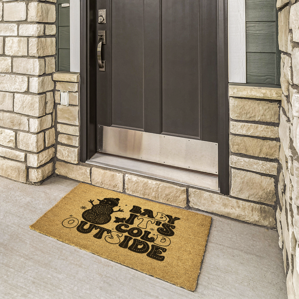 Baby It's Cold Outside Snowman Outdoor Bristle Door Mat