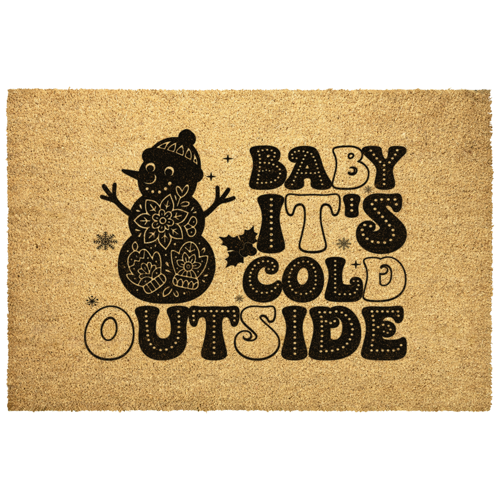 Baby It's Cold Outside Snowman Outdoor Bristle Door Mat