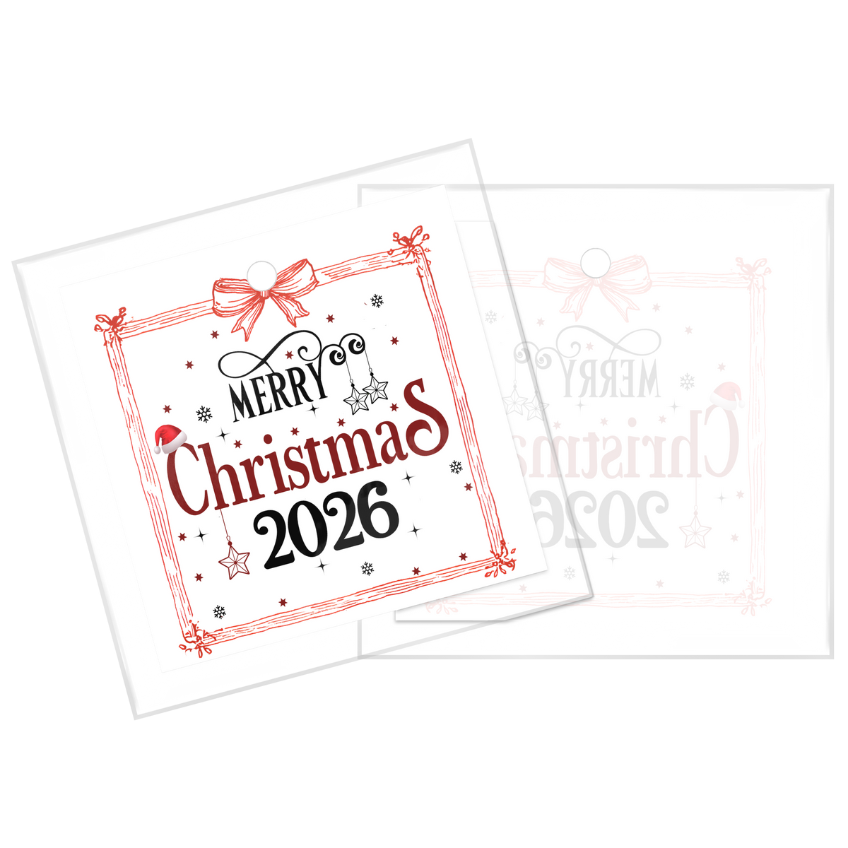 Merry Christmas 2026 Square Glass Ornament