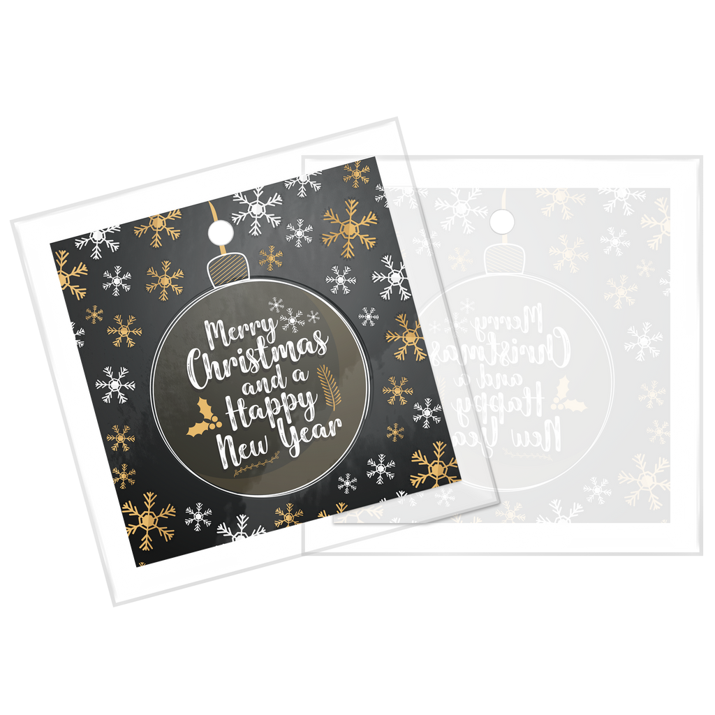 Merry Christmas & Happy New Year Square Glass Ornament