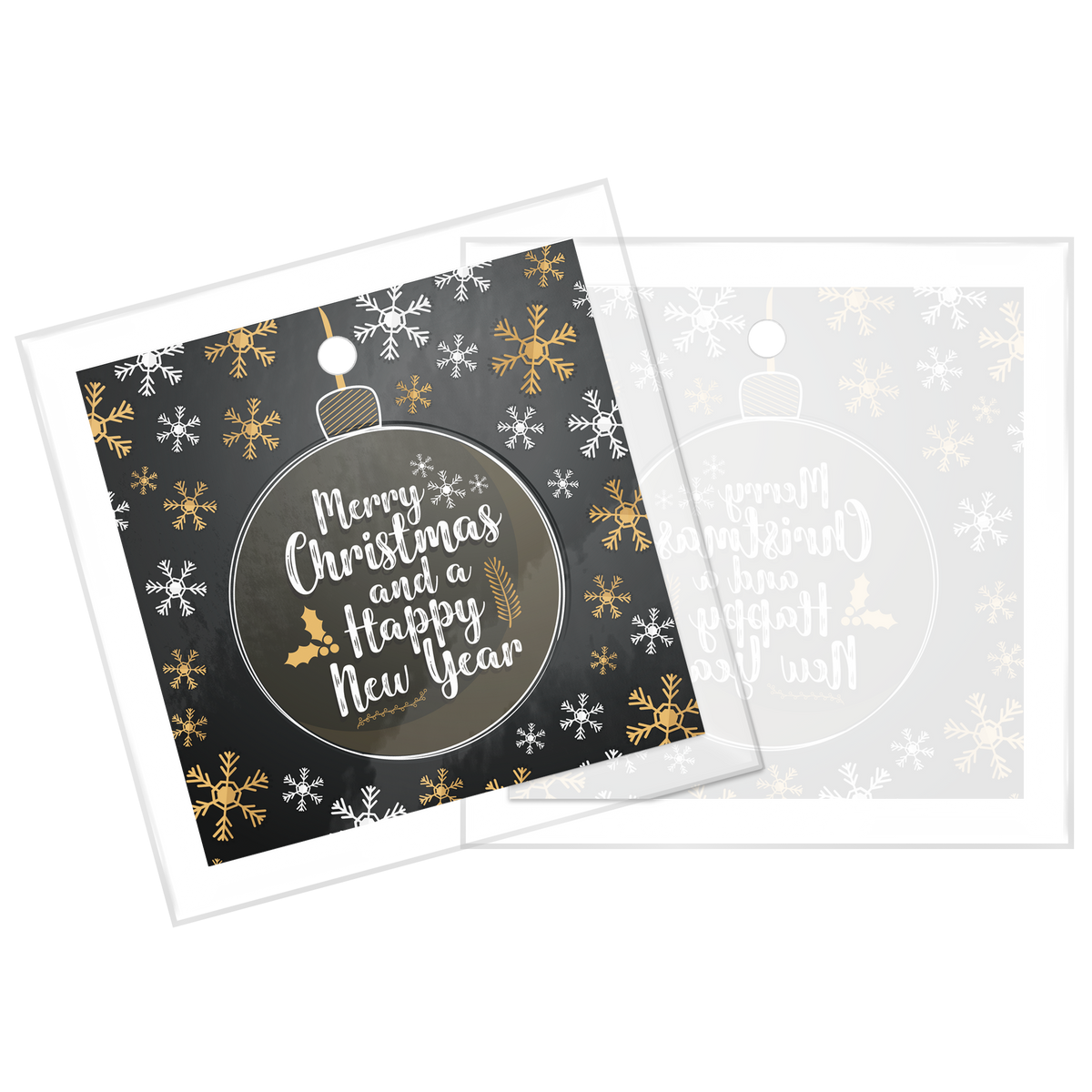 Merry Christmas & Happy New Year Square Glass Ornament