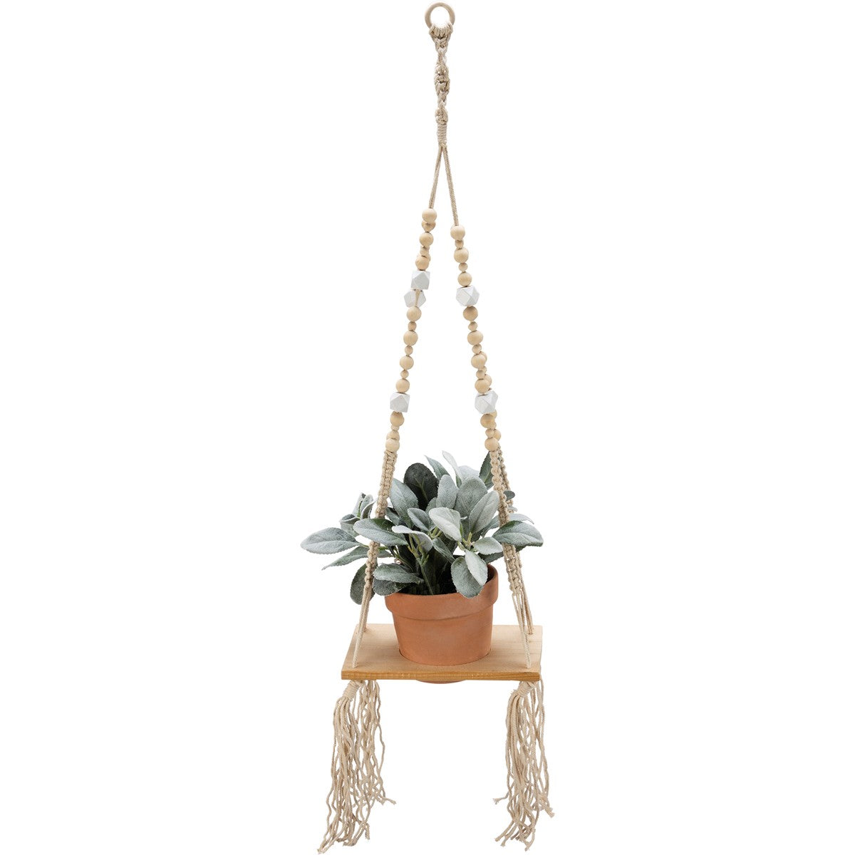 Beaded Rectangle Plant Hanger | Hanging Plant Pot Holder | 31"