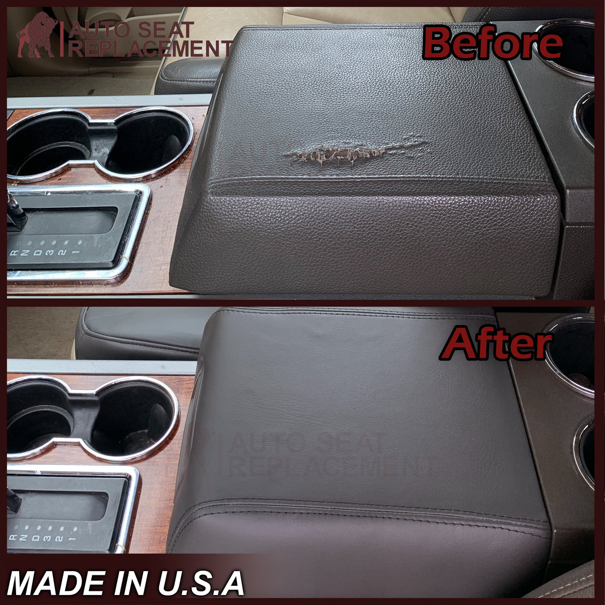 2007 - 2014  Ford Expedition Eddie Bauer Center Console Armrest Lid Cover In King Ranch Leather