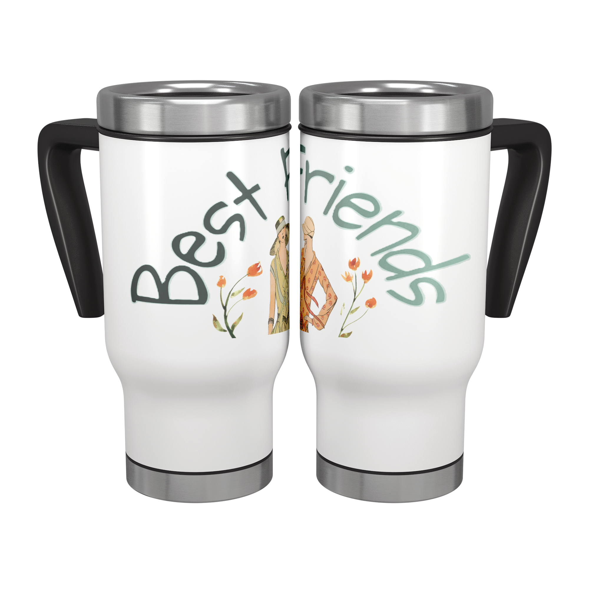 Best Friends Vintage Style 14 oz Travel Mug Tumbler