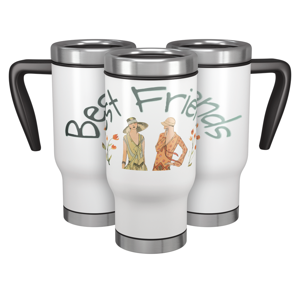Best Friends Vintage Style 14 oz Travel Mug Tumbler