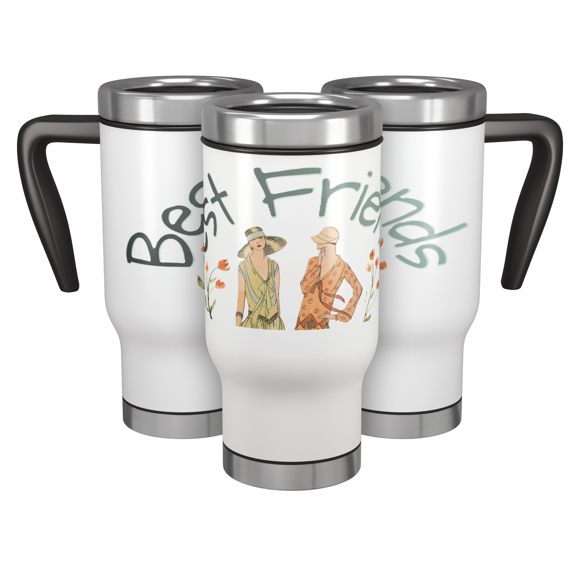 Best Friends Vintage Style 14 oz Travel Mug Tumbler