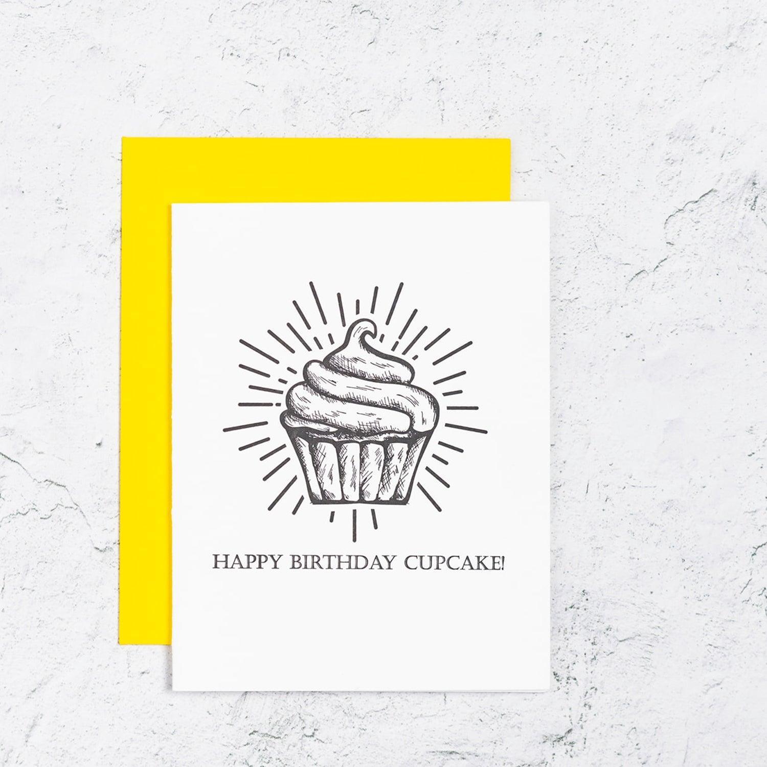 Happy Birthday Cupcake Card Box Set of 10