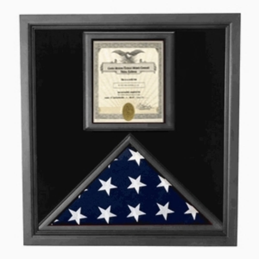 Premium USA-Made Solid wood Flag Document Case Black Finish.