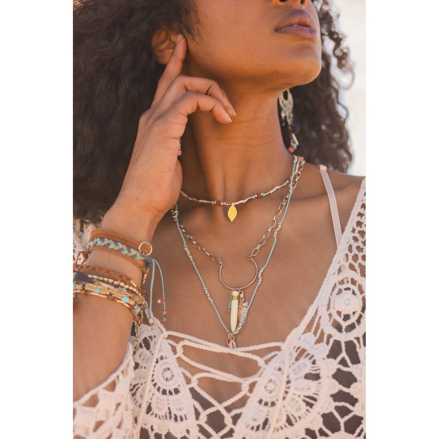 Bohemian Chic Faux Tusk & Horn Necklace 🐘 | Rustic Gold Faux Animal Inspired