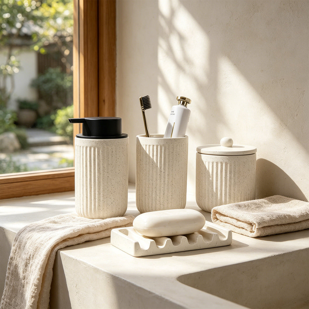 BosilunLife Pockmark Foaming Bathroom Set Recycled Eco-Clay