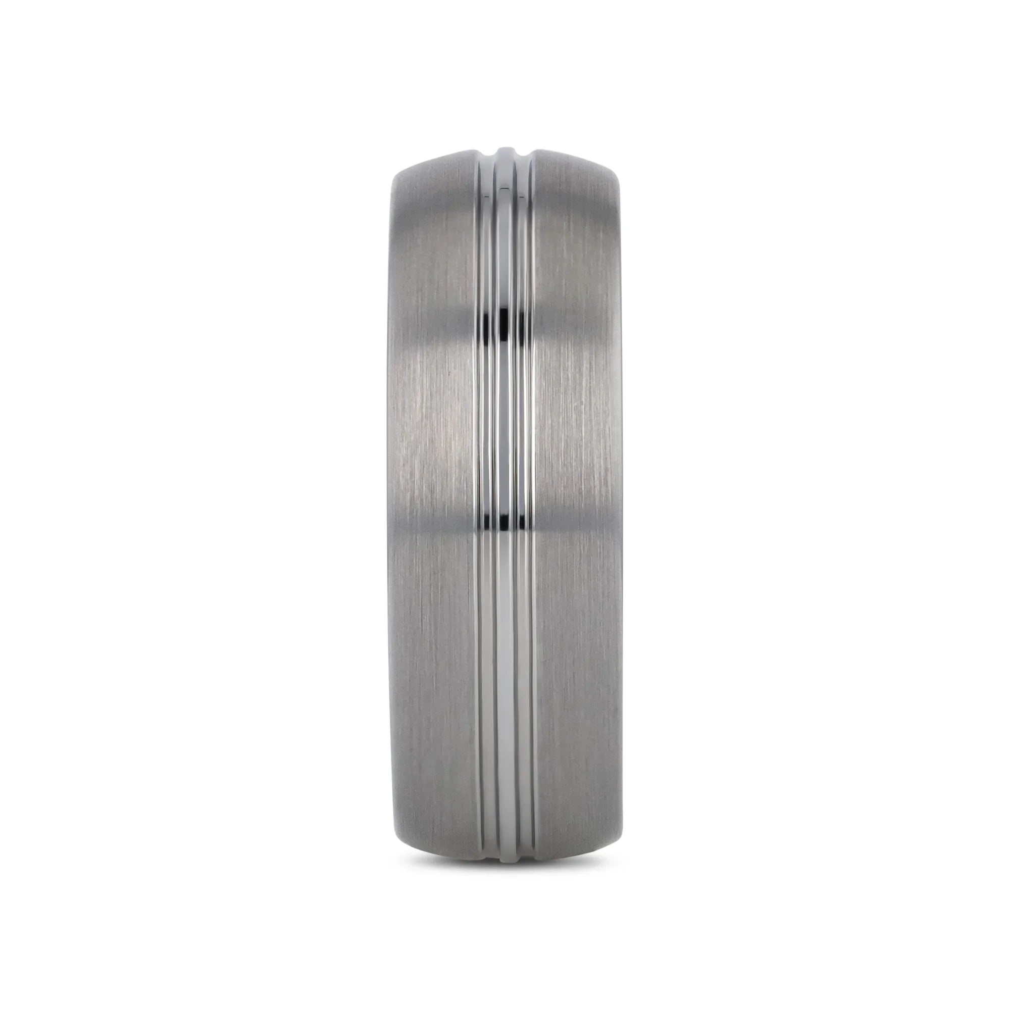 BOSS Tungsten Carbide Ring with Domed Center Groove and Brush Finish - 6mm & 8mm