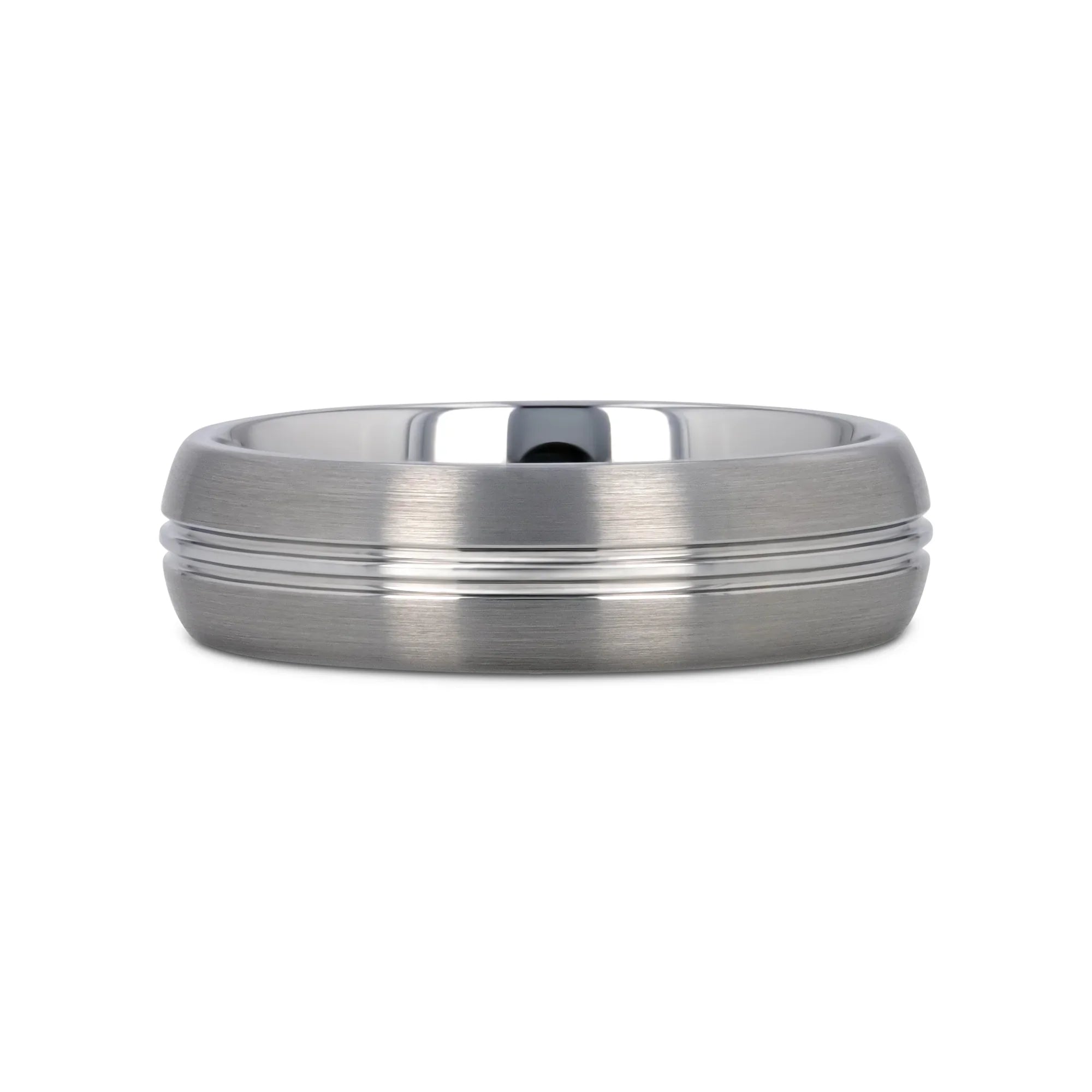 BOSS Tungsten Carbide Ring with Domed Center Groove and Brush Finish - 6mm & 8mm