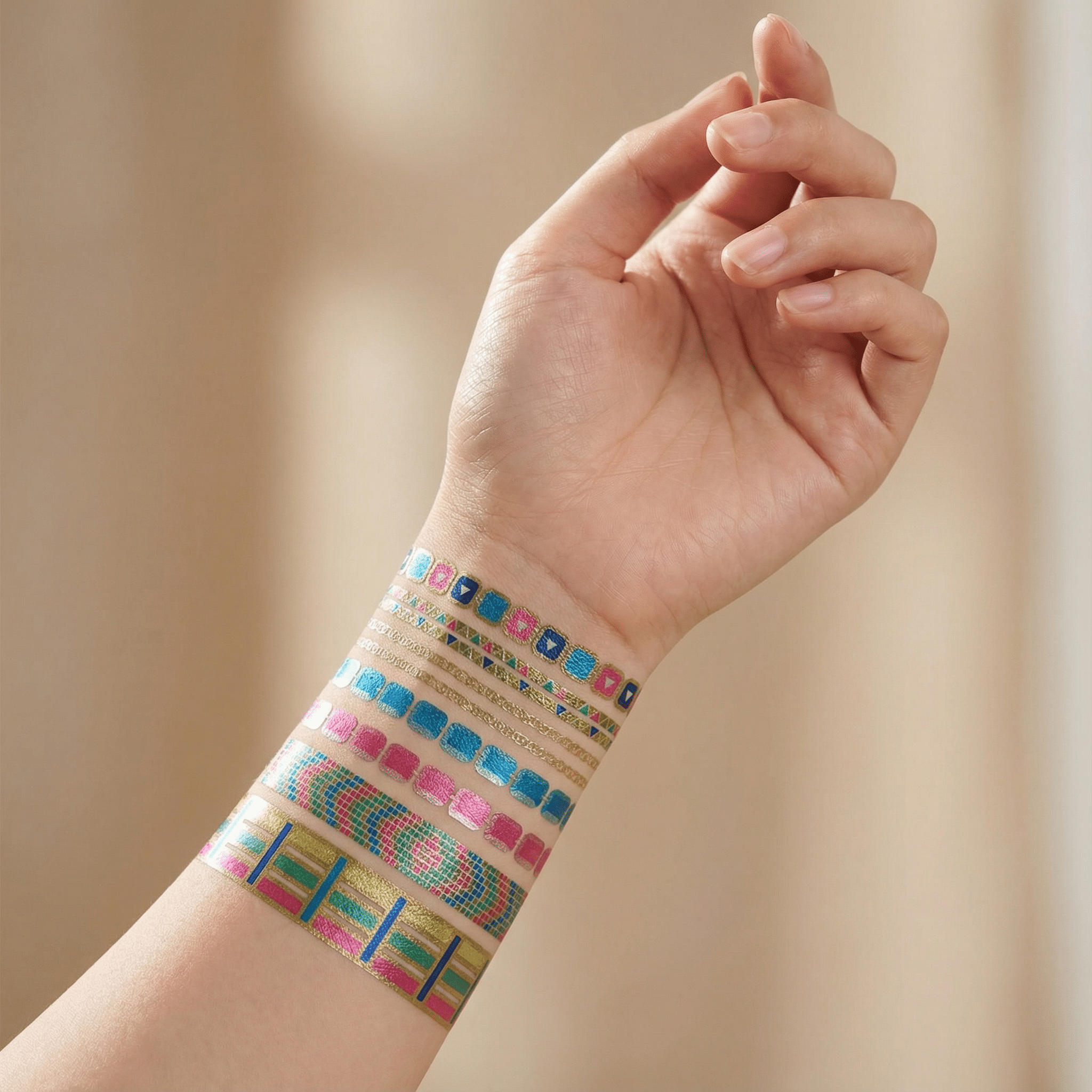 Bracelet Pack Temporary Tattoo Set | 8 Tattoos on a Single Sheet