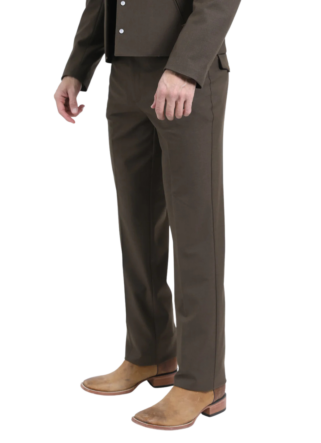 Men's Brown Western Suit 2-Piece - Cowboy Suit with Western Yoke & Pearl Snaps