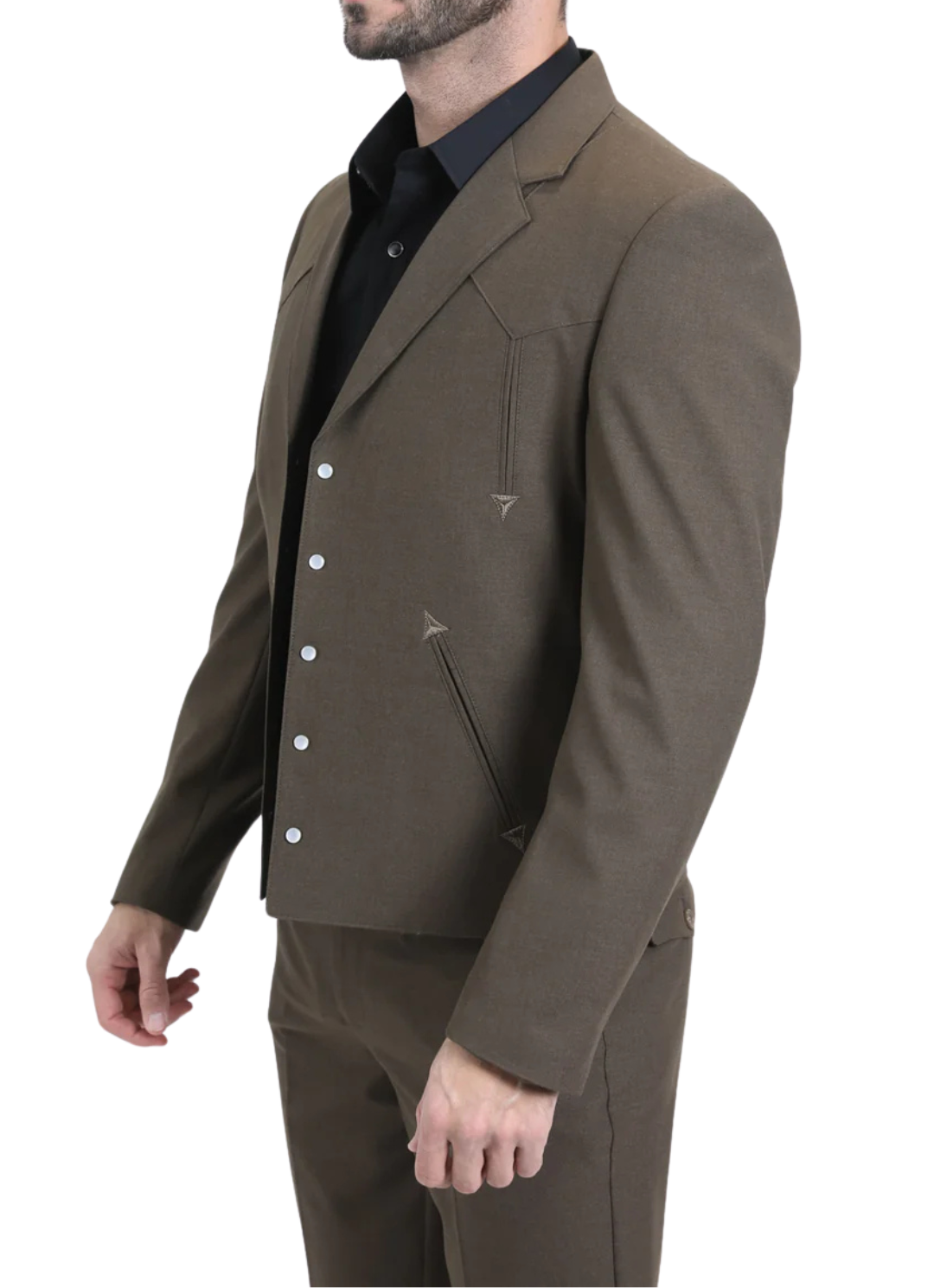 Men's Brown Western Suit 2-Piece - Cowboy Suit with Western Yoke & Pearl Snaps