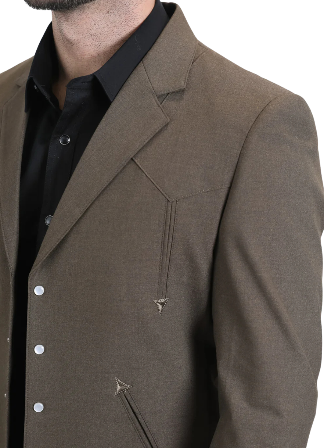 Men's Brown Western Suit 2-Piece - Cowboy Suit with Western Yoke & Pearl Snaps
