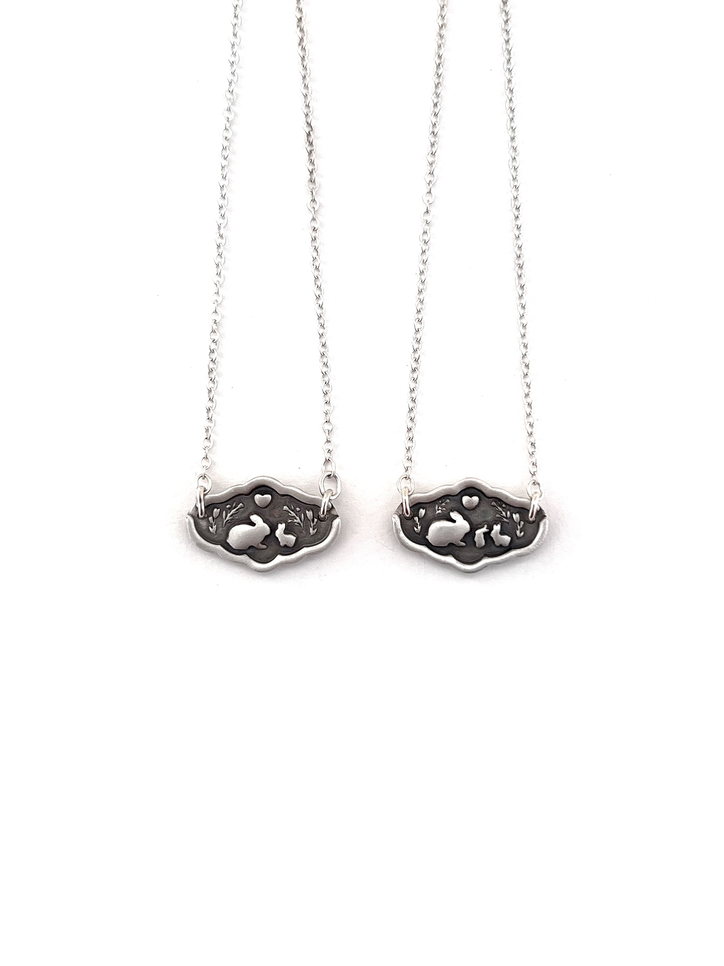 Bunny Mom & Baby Bunnies Necklace
