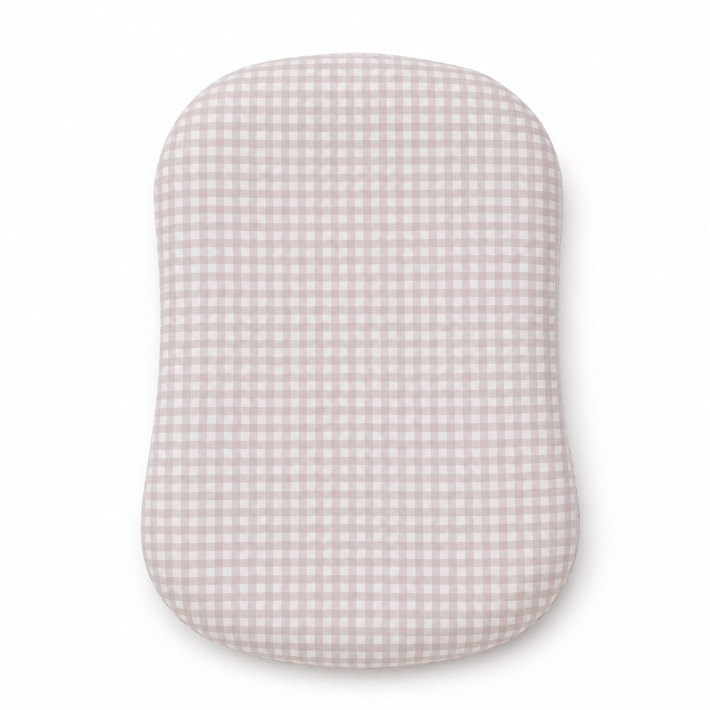 Beige Gingham Ruffle Baby Lounger Cover