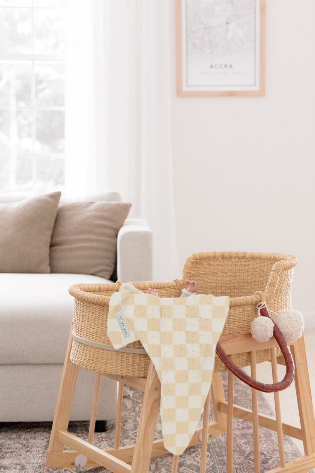 Butter Cream & White Checkered Stretch Swaddle