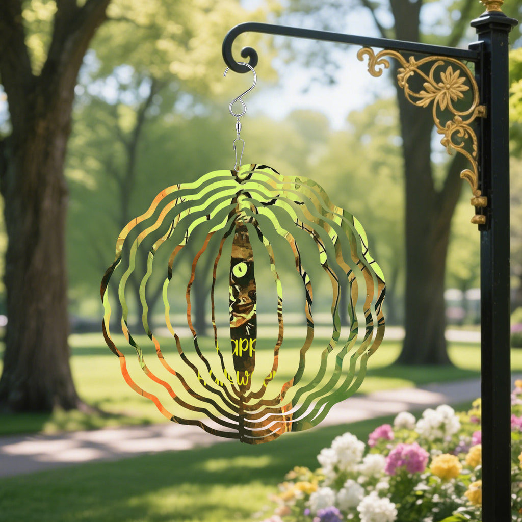 Happy Halloween Black Cat 3D Wind Spinner Outdoor Decor