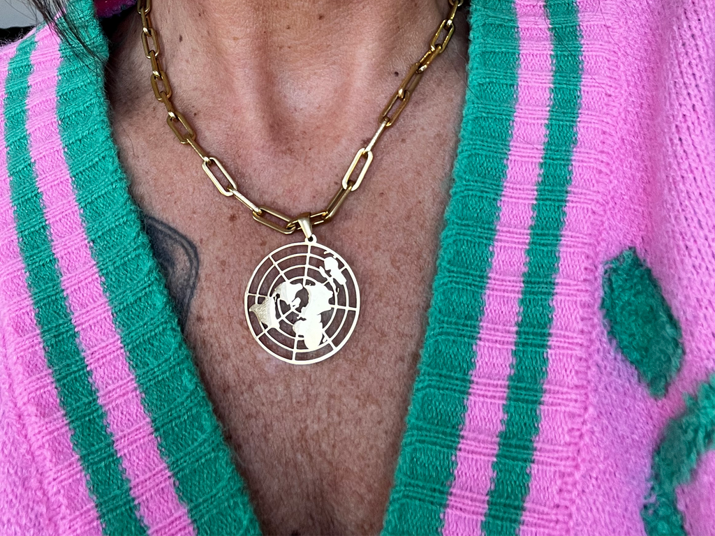 Flat Earth Pendant Necklace