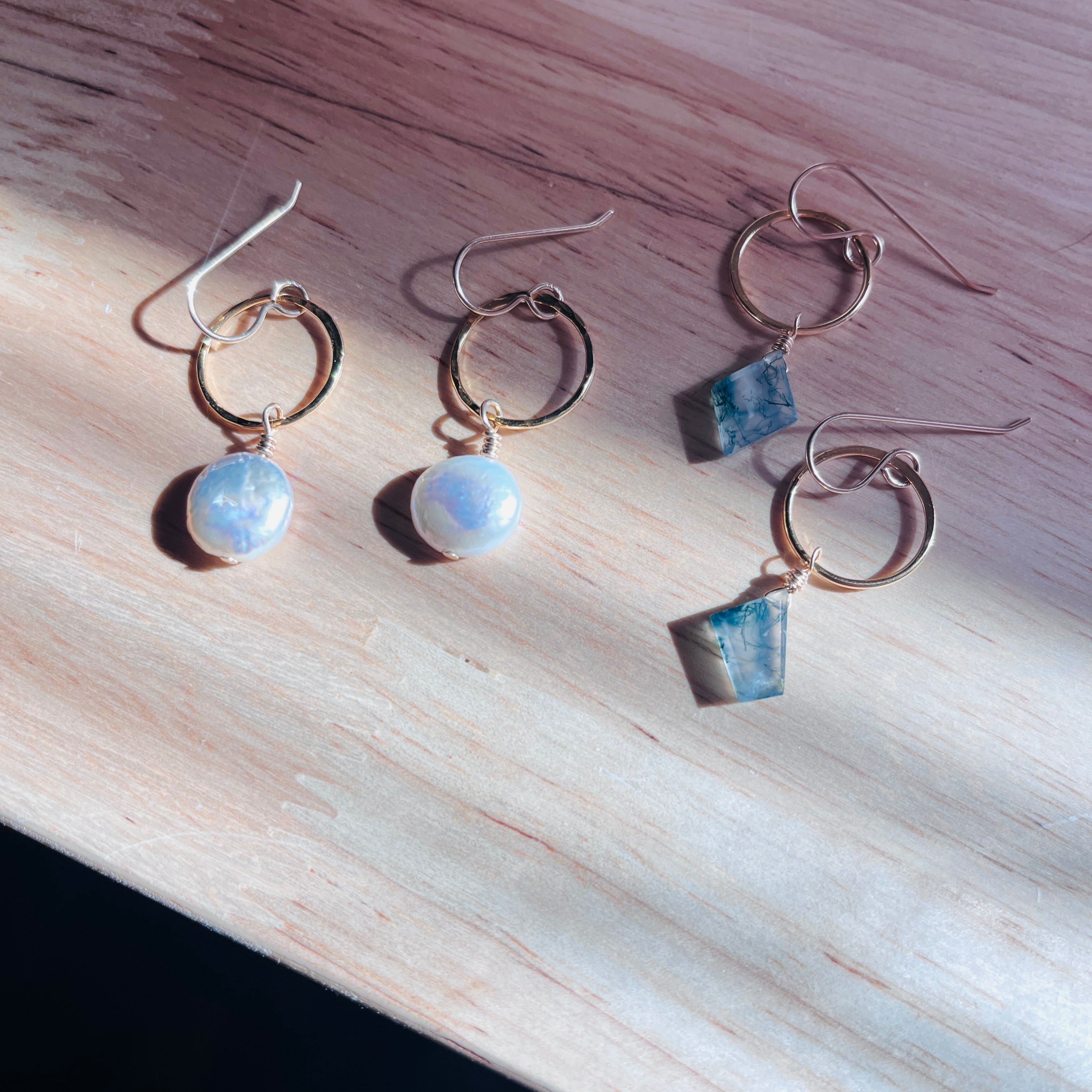 14k gold filled or sterling silver MOSS AGATE EARRINGS