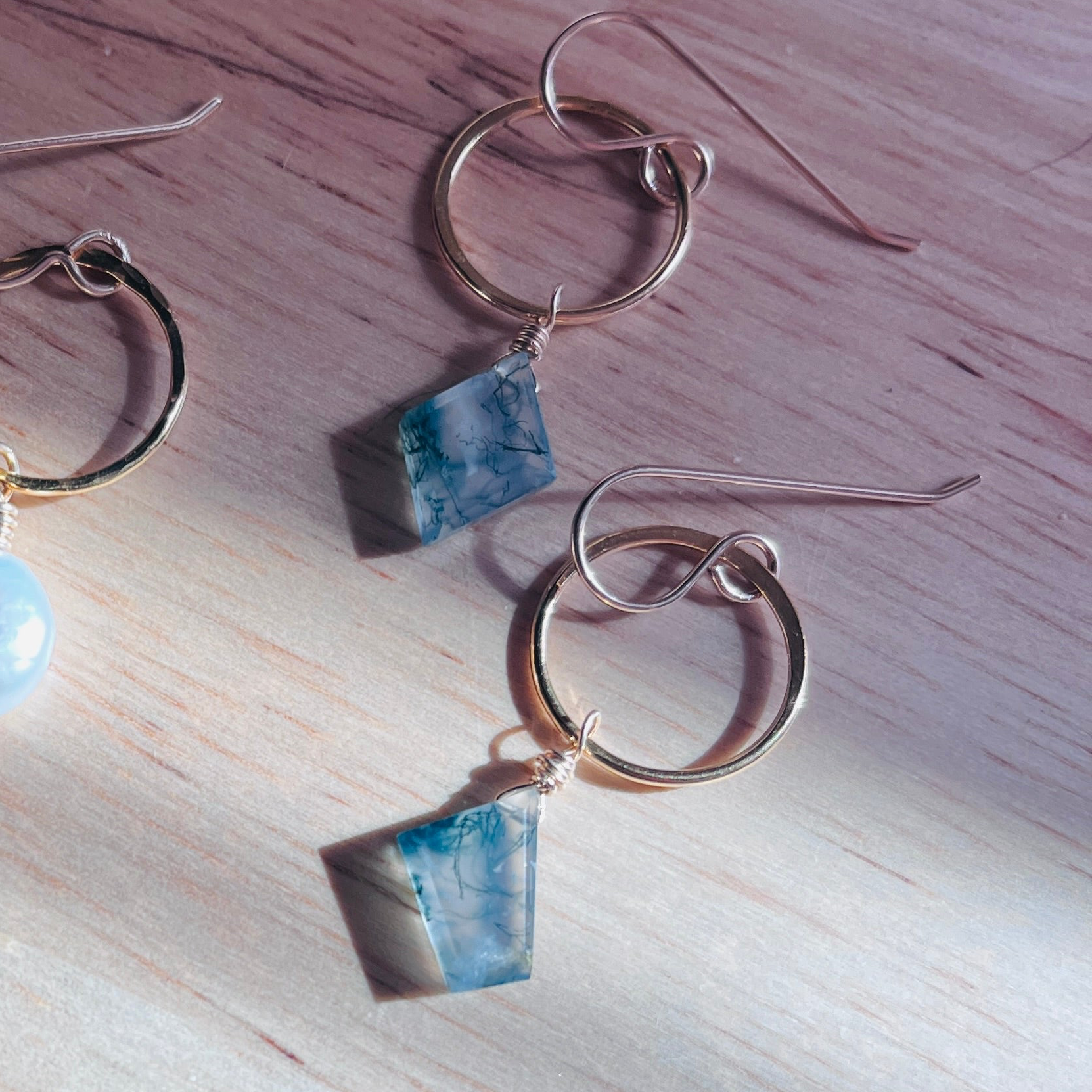 14k gold filled or sterling silver MOSS AGATE EARRINGS