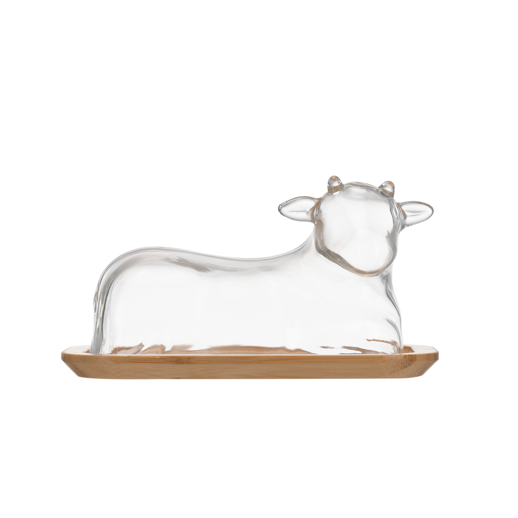 Hand-Blown Cow Butter Dish