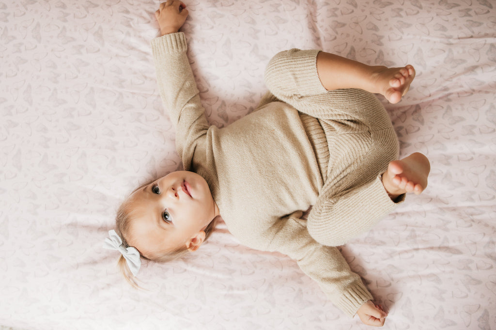 Organic Cotton Jersey Crib Sheet in Butterfly Dreamscape