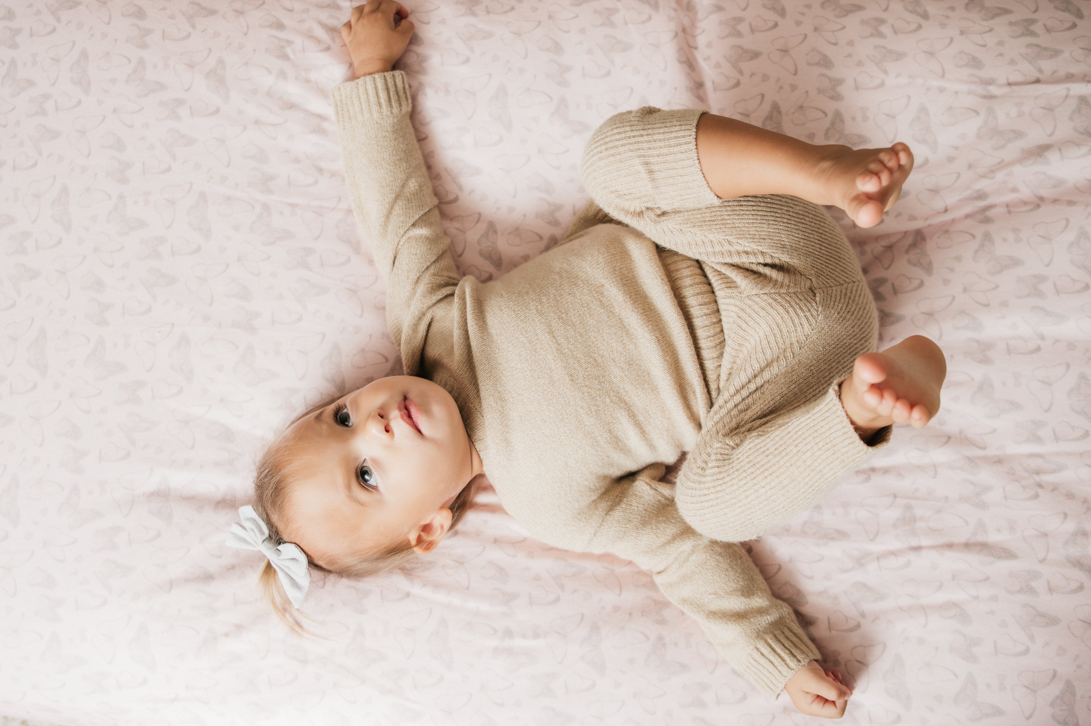 Organic Cotton Jersey Crib Sheet in Butterfly Dreamscape