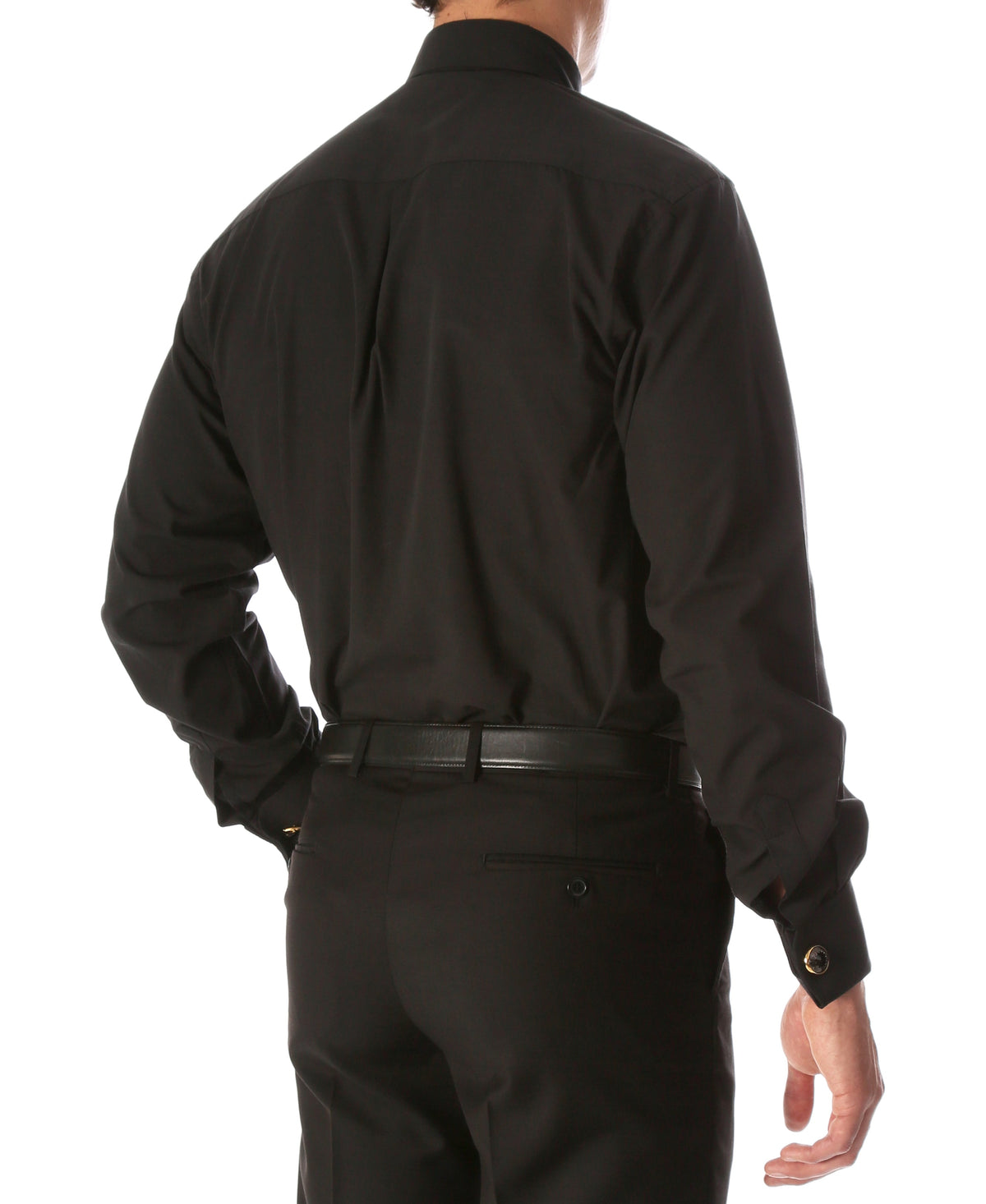 Men's Black Clergy Shirt - Tab Collar, Long Sleeve, French Cuff | Pastor, Priest, Deacon, Bishop