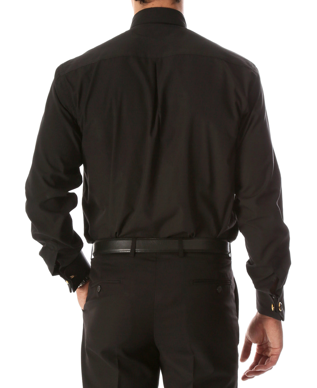 Men's Black Clergy Shirt - Tab Collar, Long Sleeve, French Cuff | Pastor, Priest, Deacon, Bishop