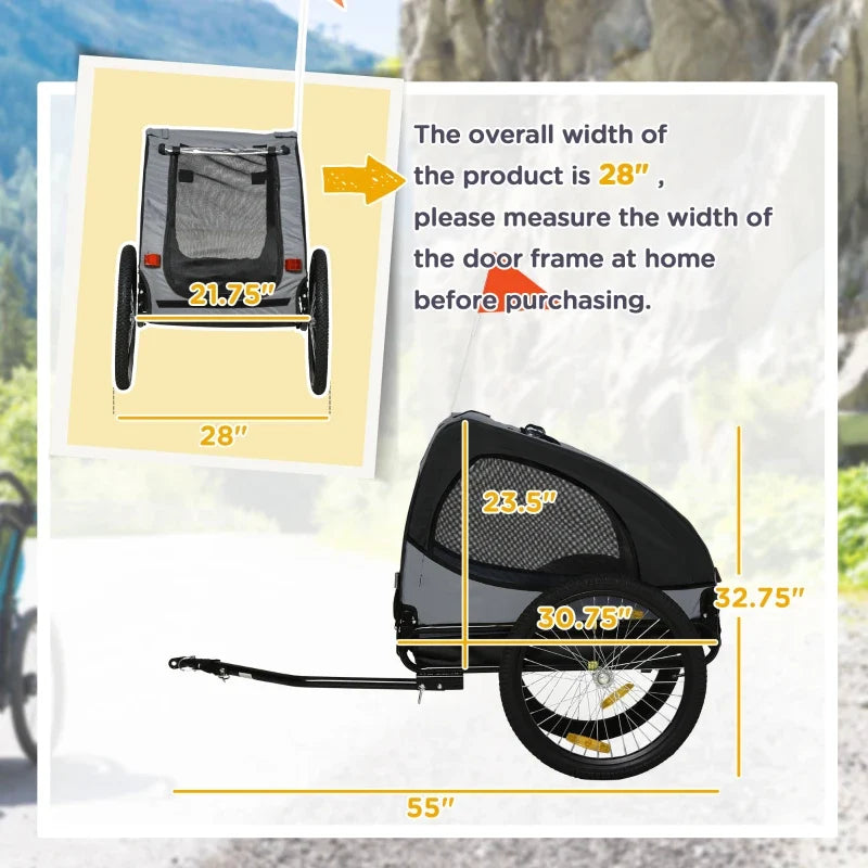Dog Bike Trailer, Pet Stroller with Wheels for Medium Dogs