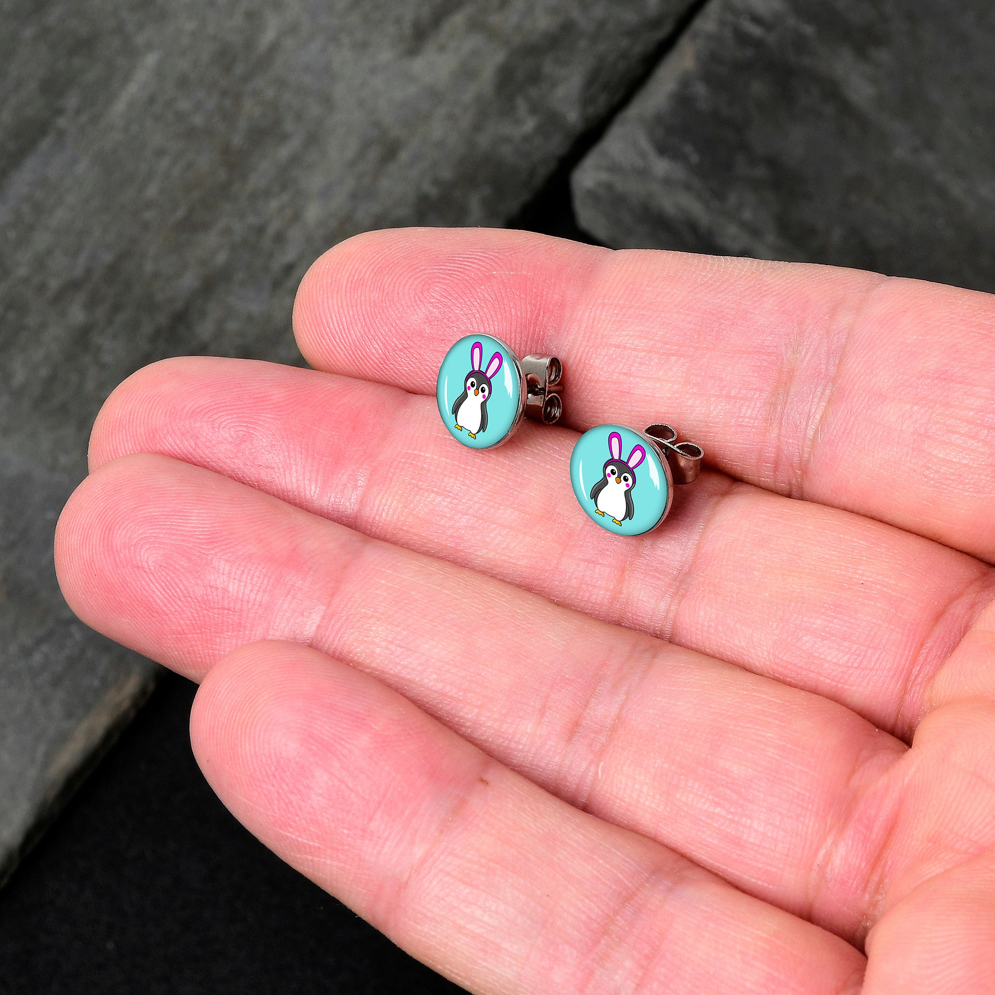 Bunny Penguin Stud Earrings by Onyx O