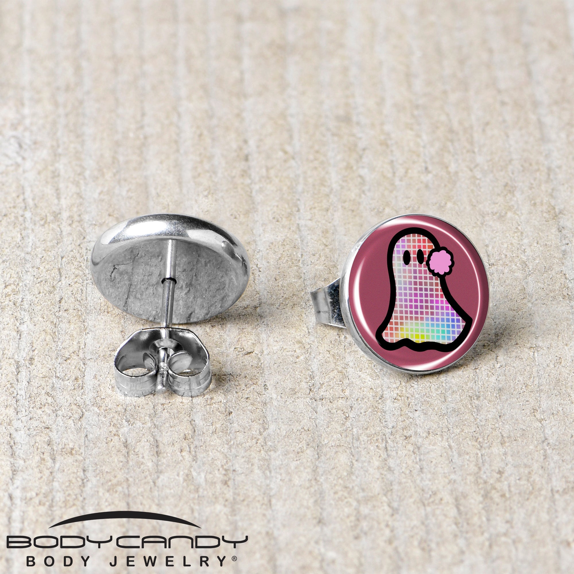 Disco Spirit Ghost Stud Earrings by Onyx O