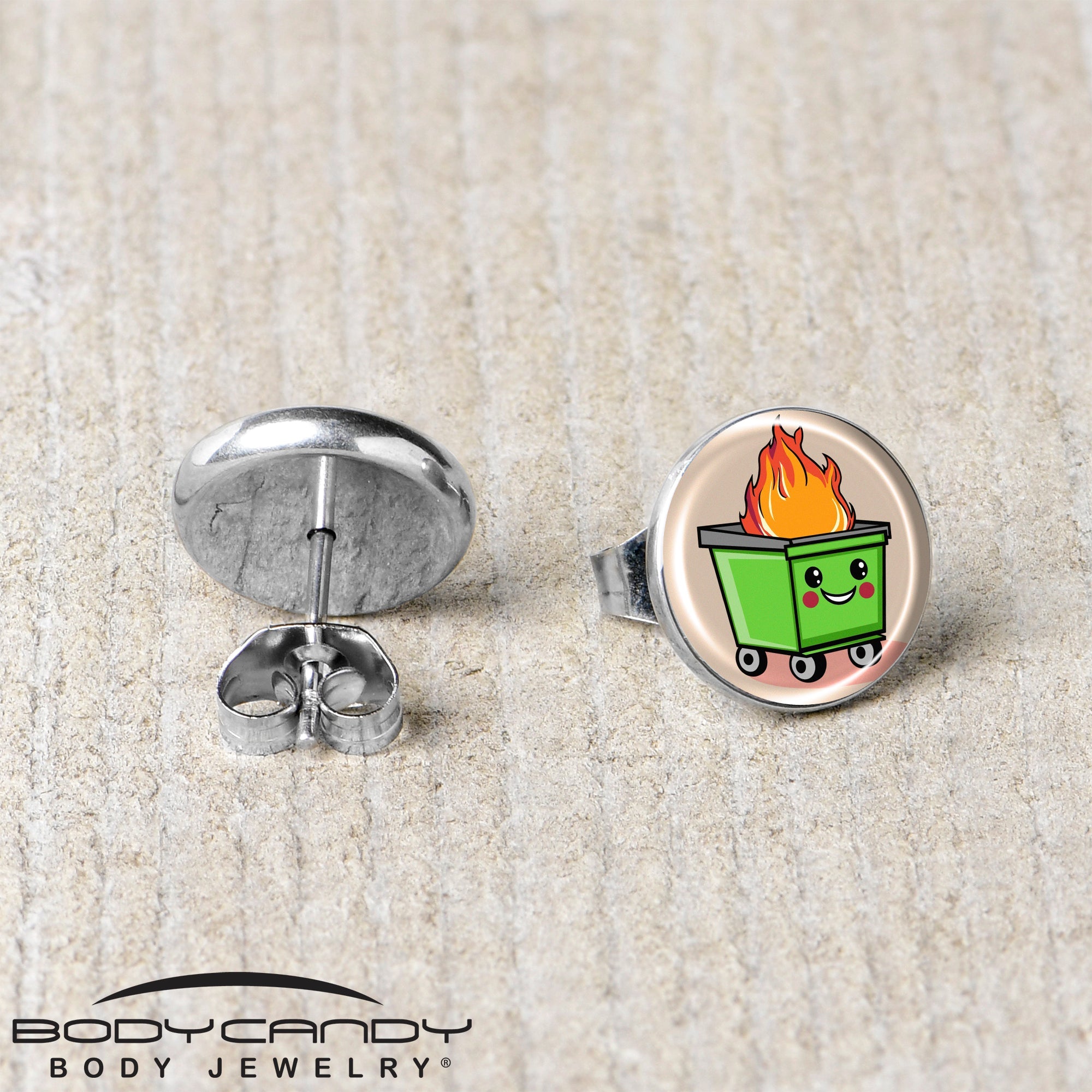 Dumpster Fire Stud Earrings by Onyx O