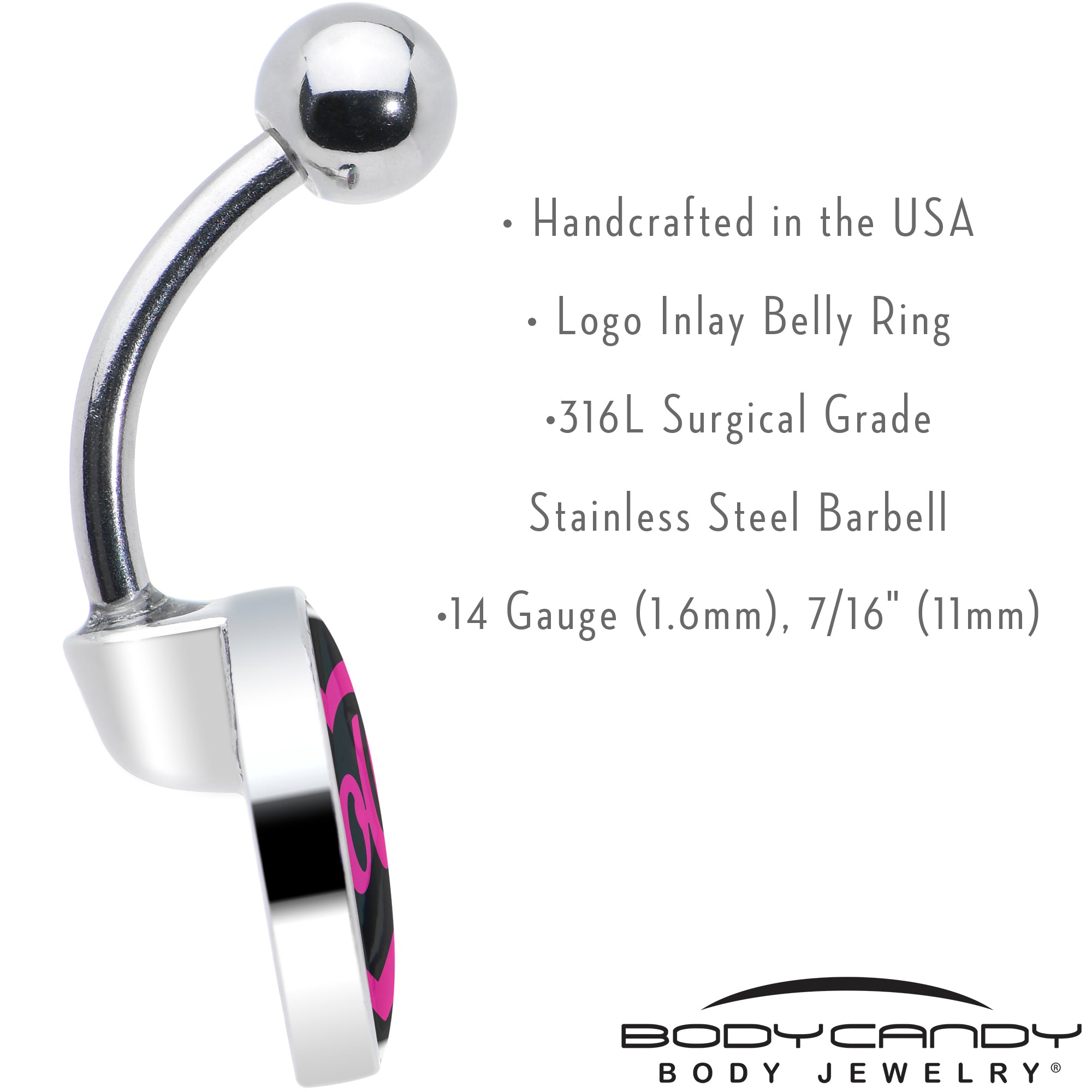 Hollow Heart Doll Word Belly Ring by Onyx O