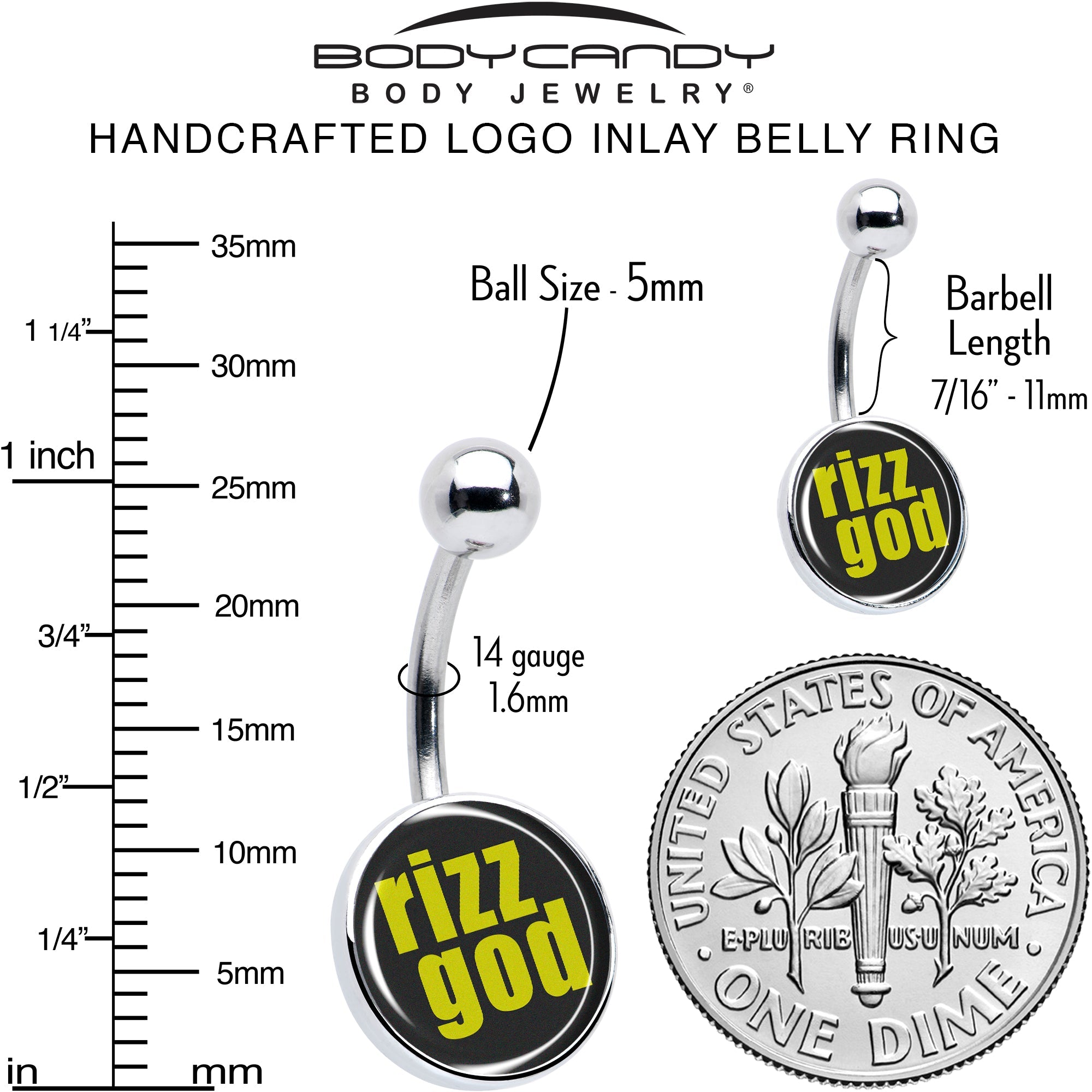 RIZZ GOD Belly Ring by Onyx O