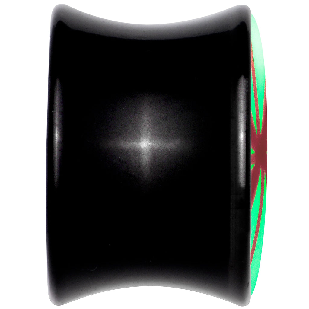 Black Acrylic Peppermint Candy Glow in Dark Double Flare Plug Set by Onyx O