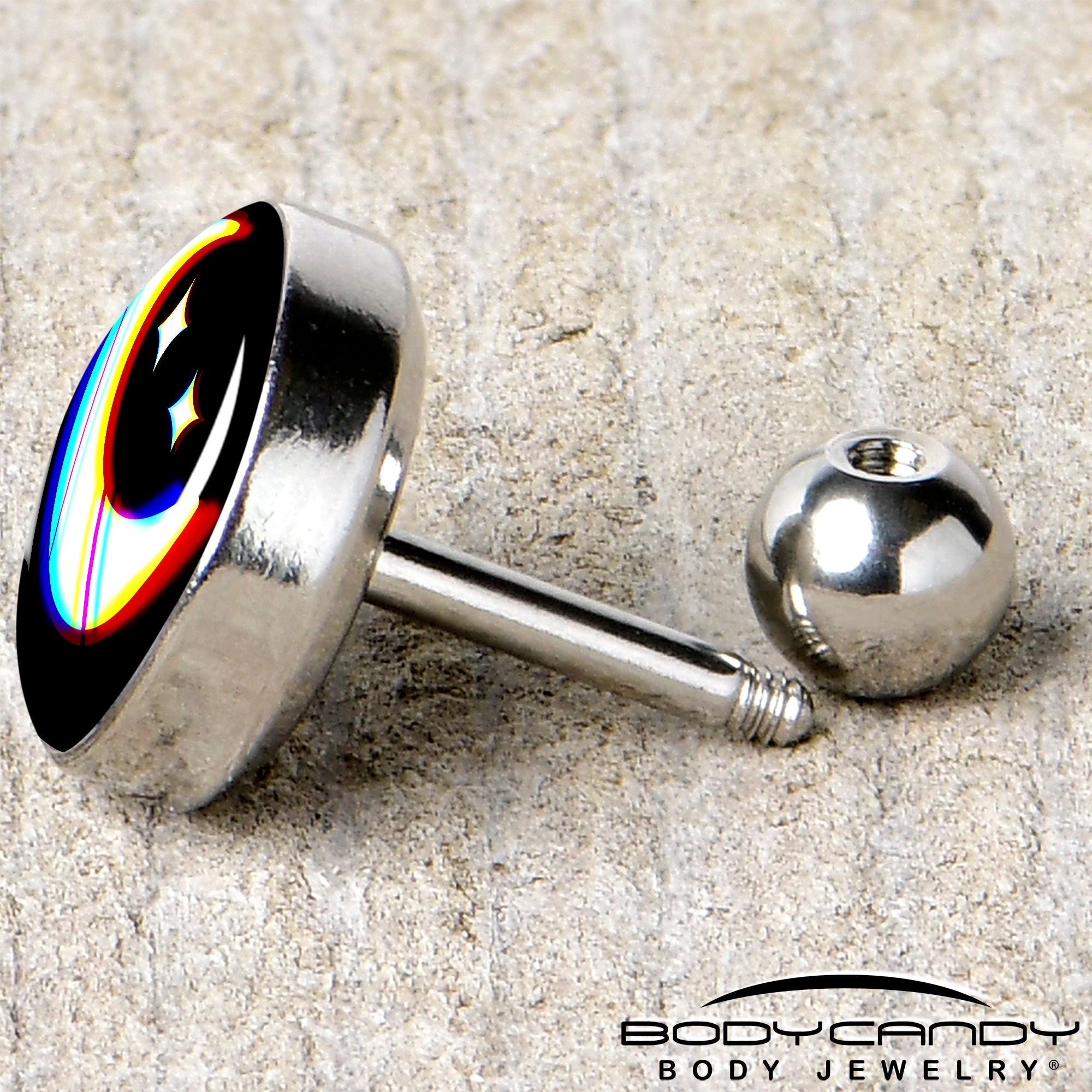 16G 1/4 Chromatic Moon Tragus Cartilage Earring by Onyx O