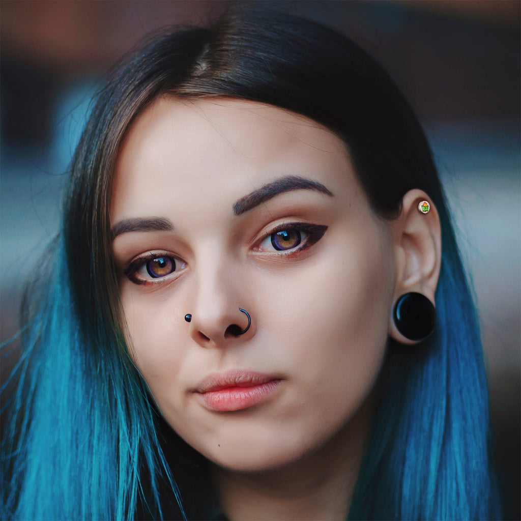 16G 1/4 Dumpster Fire Tragus Cartilage Earring by Onyx O