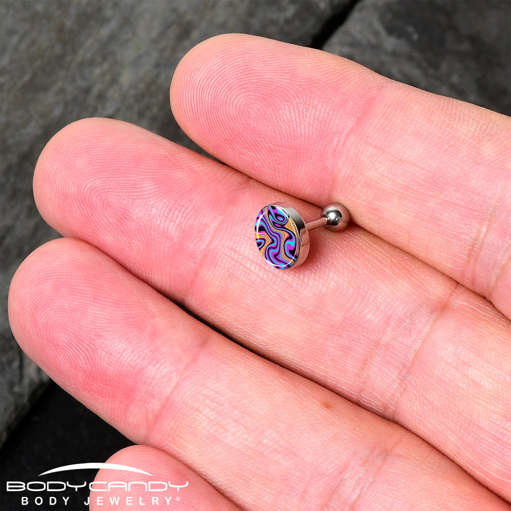 16G 1/4 Funky Swirls Cartilage Tragus Earring by Onyx O