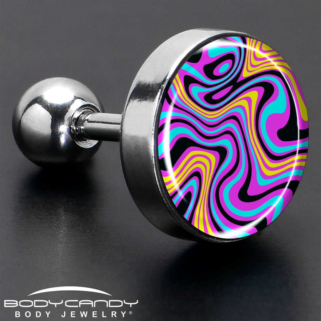 16G 1/4 Funky Swirls Cartilage Tragus Earring by Onyx O