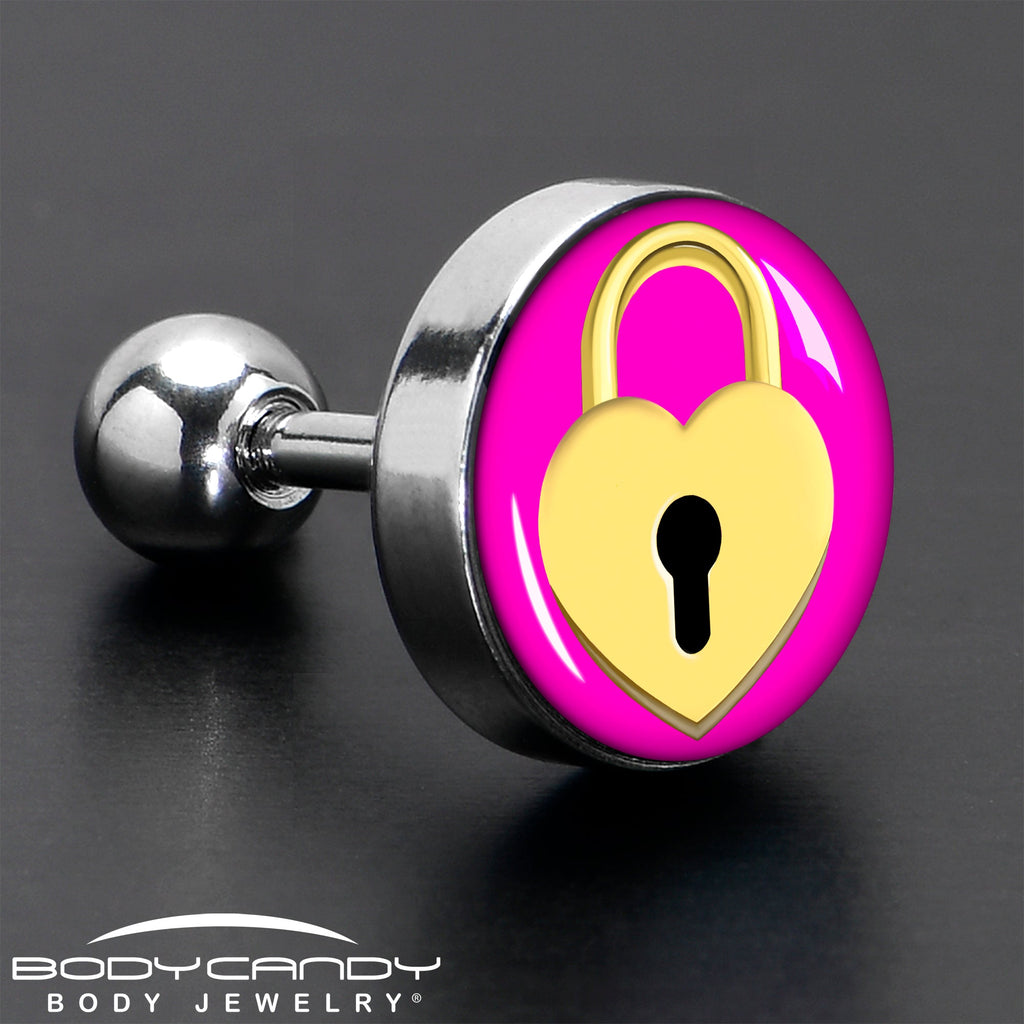 16G 1/4 Heart Lock Cartilage Tragus Earring by Onyx O