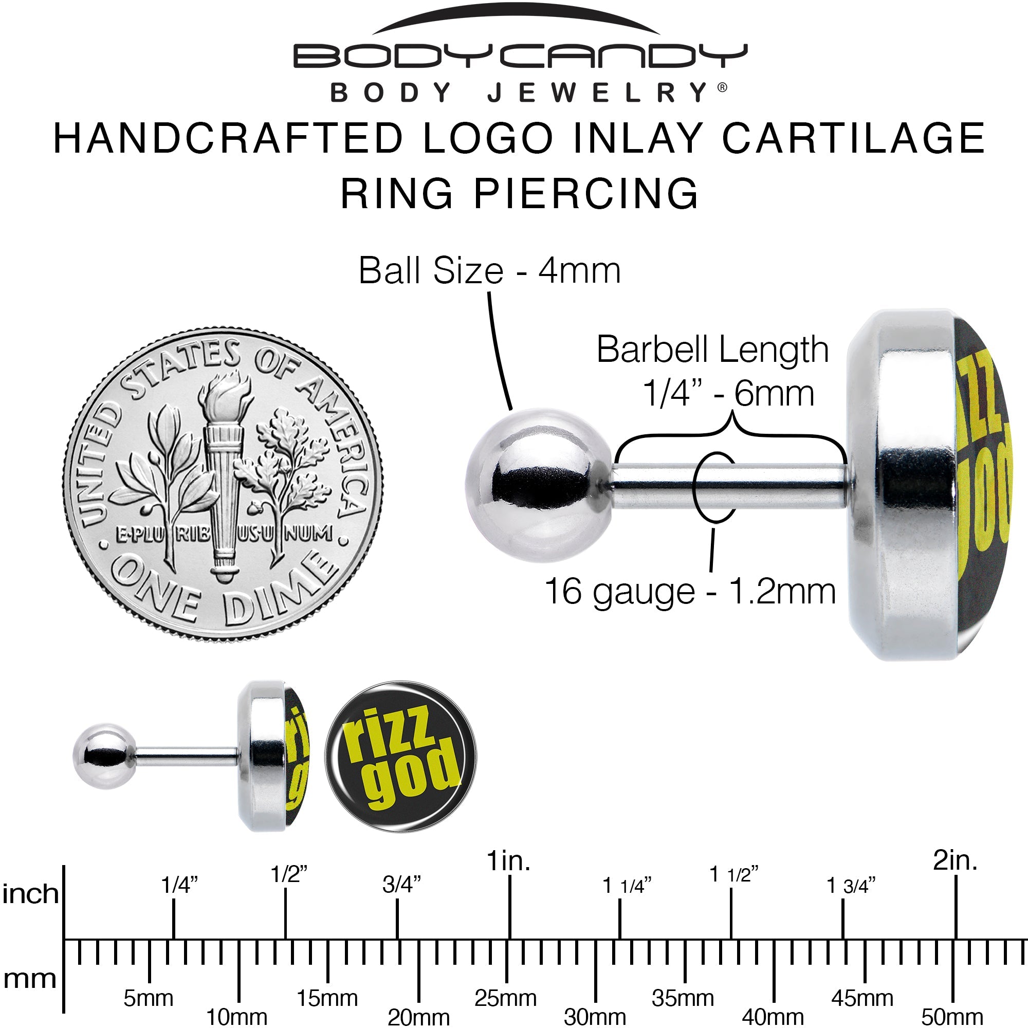 RIZZ GOD Tragus Cartilage Earring by Onyx O