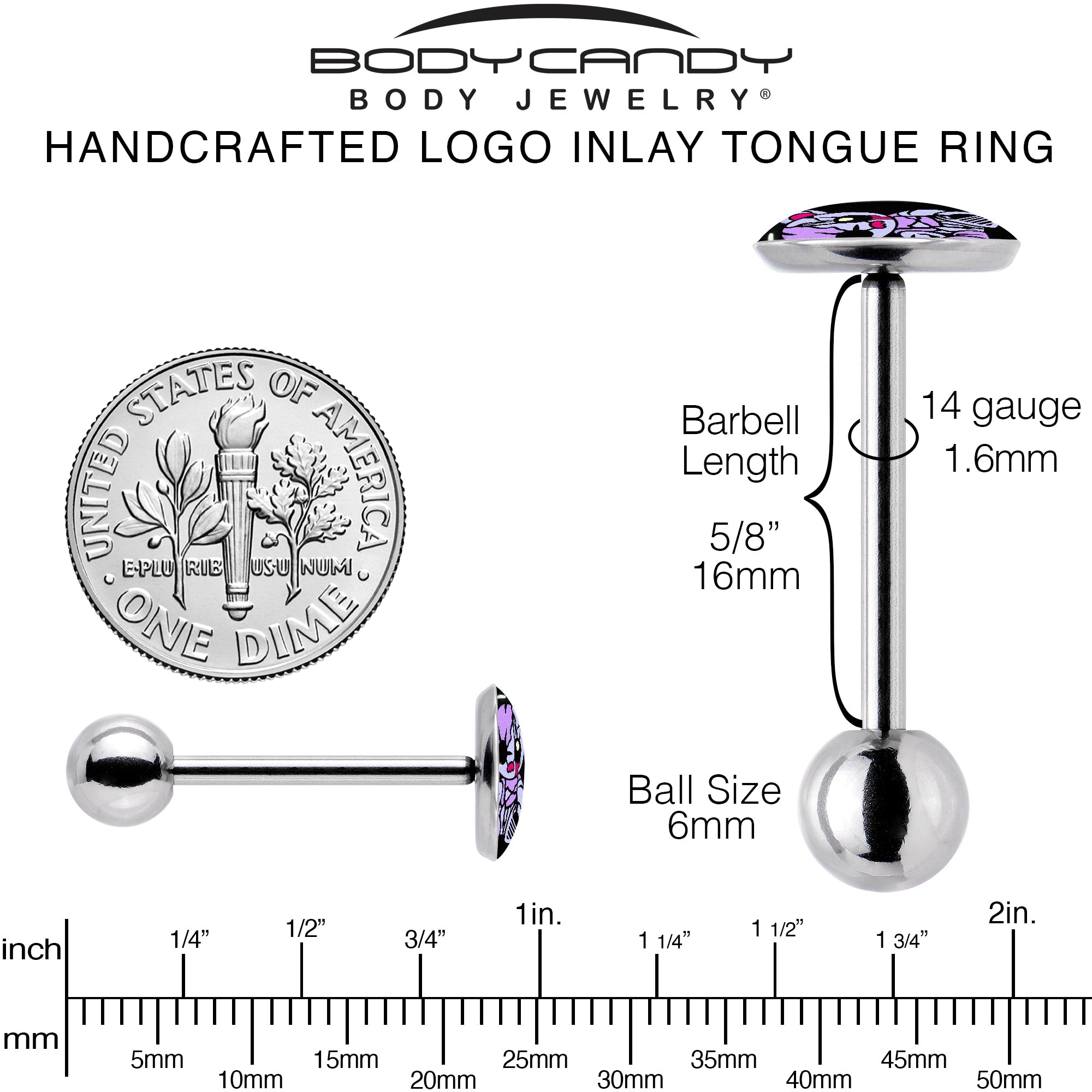 Attitude Teddy Bear Barbell Tongue Ring by Onyx O