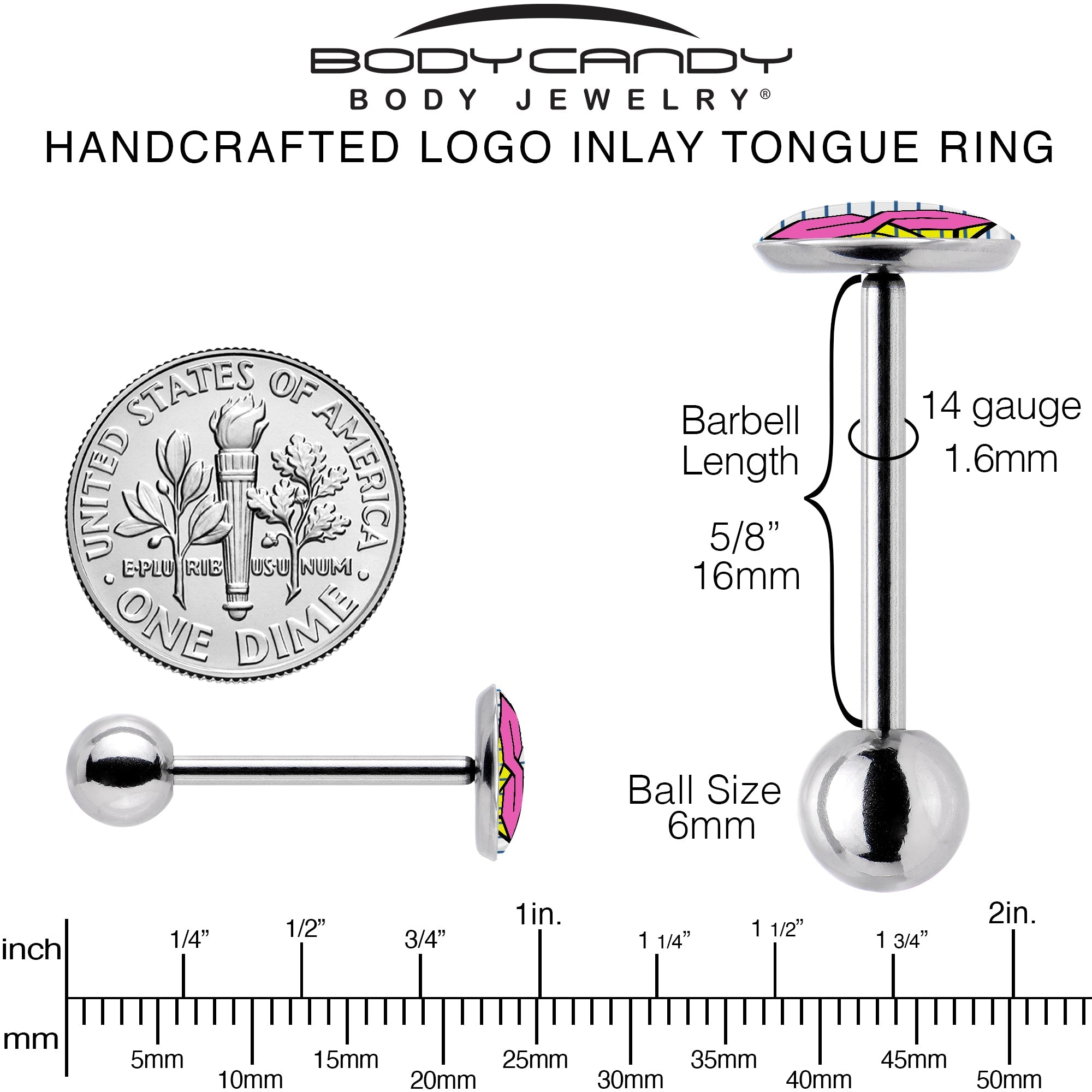 Hot Pink Cool S Barbell Tongue Ring by Onyx O